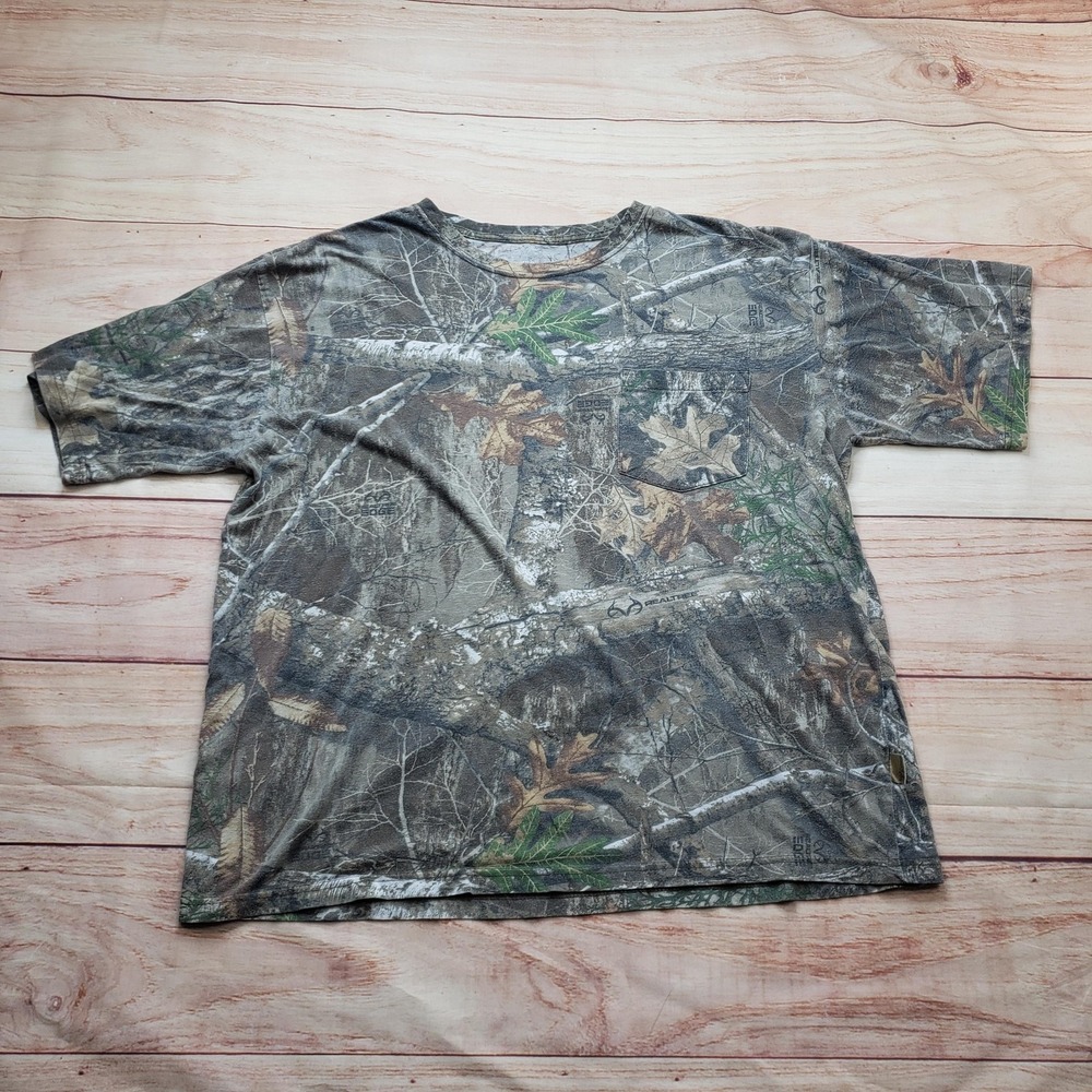 Kings Camo Realtree Shirt Mens 2XL Multicolor Pocket Tagless Crew Neck Relaxed